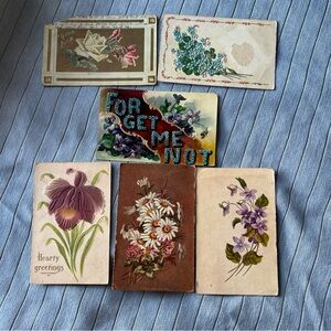 Vintage Floral Postcards Collection lot of 5 postmarks 1909-1912